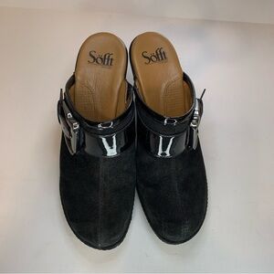 Sofft Black Suede Patent Leather Clogs - Sz 9M